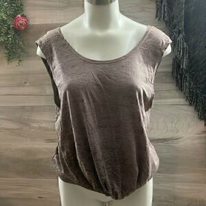 Siva Womens Taupe Sleeveless Scoop Neck Twist Front Casual Tank Top Size XL